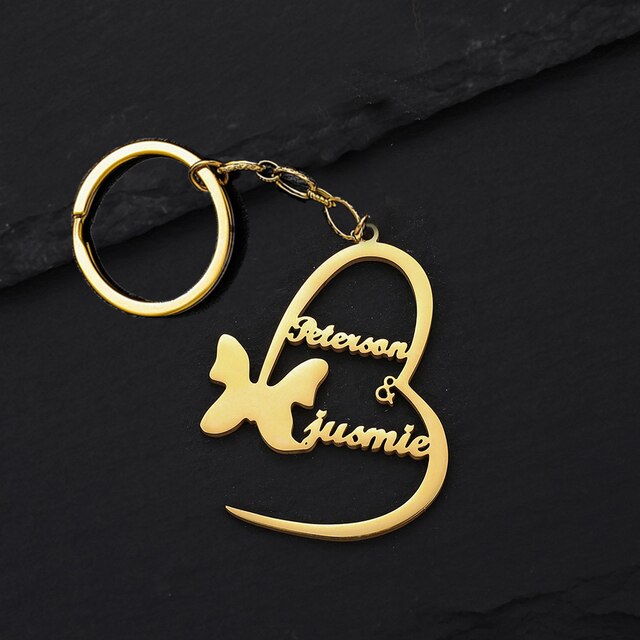 Butterfly Double Name  Keychain