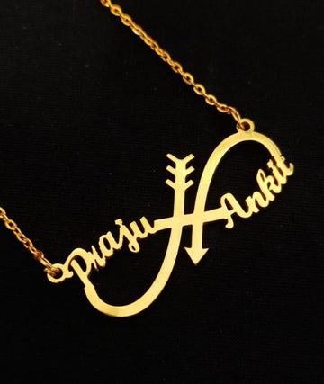 Infinite Arrow Couple Name Necklace