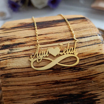 Infinity Love Heart Couple Name Pendant