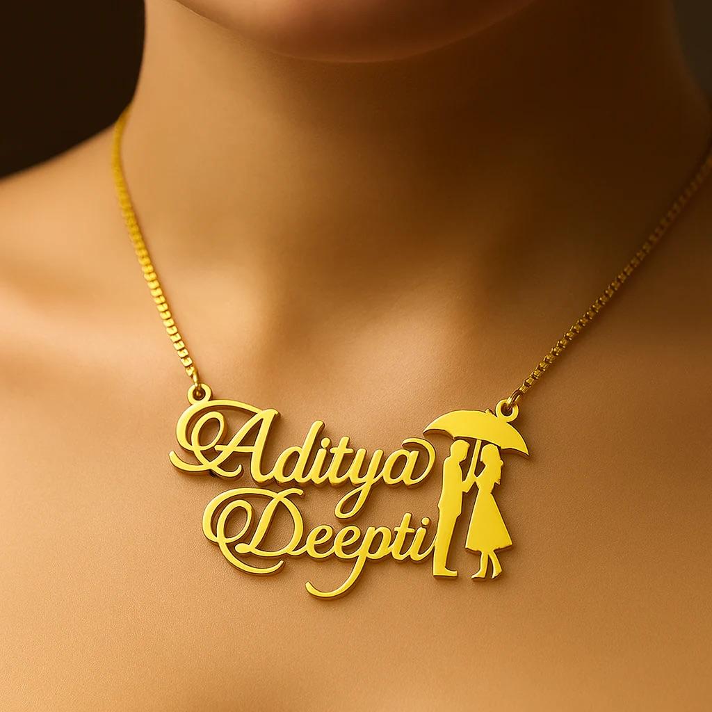Umbrella Couple Name Necklace