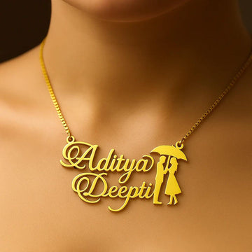 Umbrella Couple Name Necklace