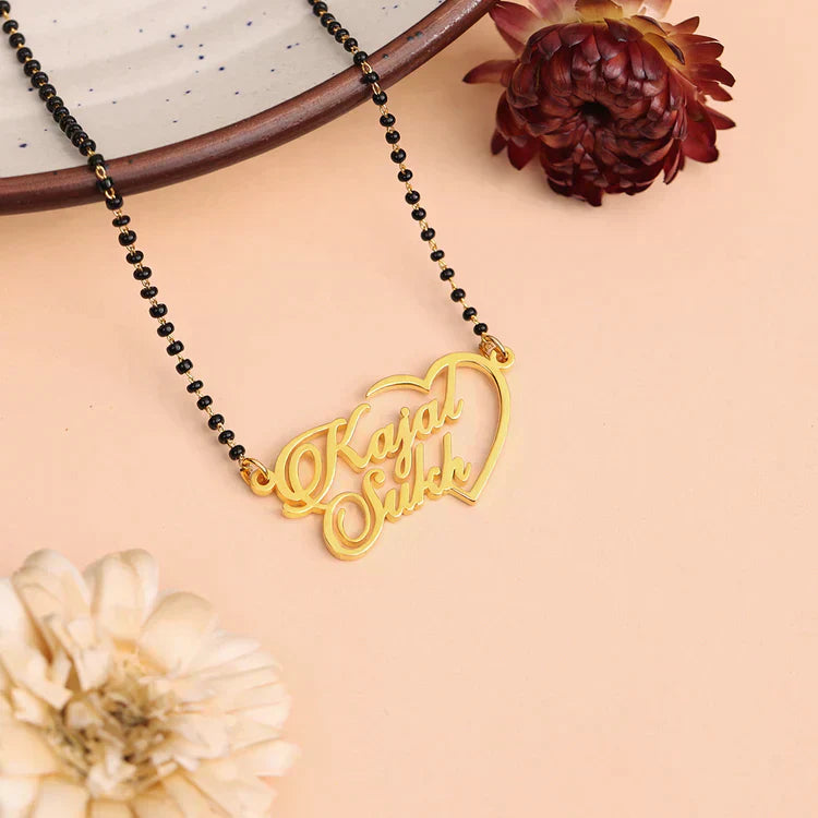 Half Heart Couple Name Necklace