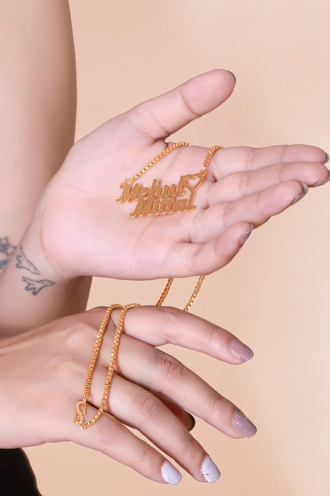 Single Heart Couple Name Necklace
